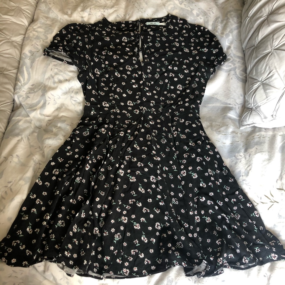 Black floral skater dress